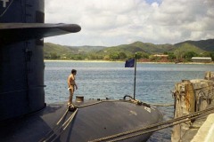 Carl Gato on bow of TREPAN, St. Croix